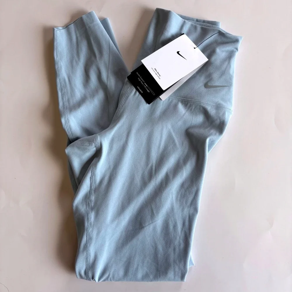 Nike Women's XS Zenvy Leggings Light Blue High Rise 7/8 Length Dri-Fit NEW